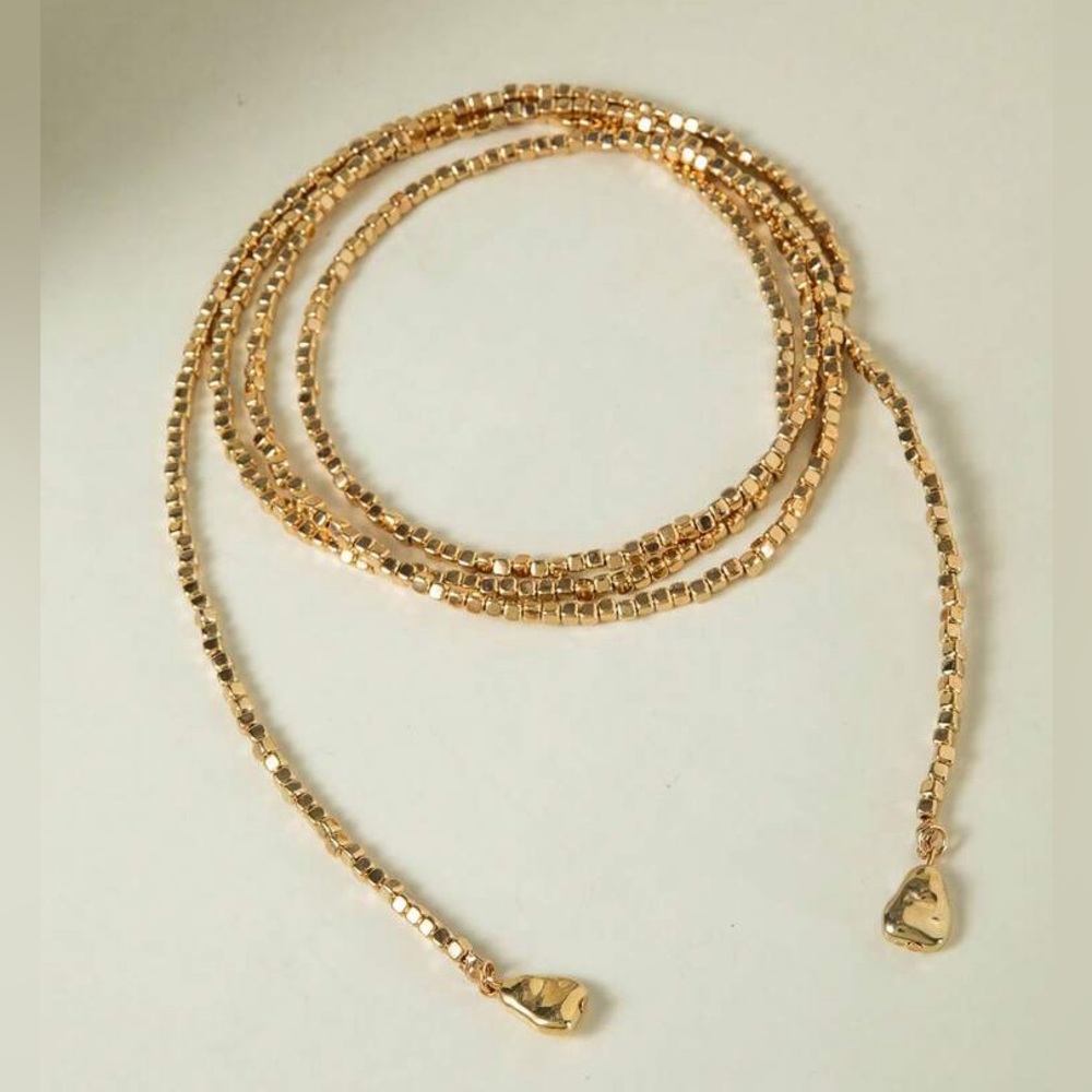 Gold Multi-Strand Beaded Wrap Necklace - Picture 2 of 7
